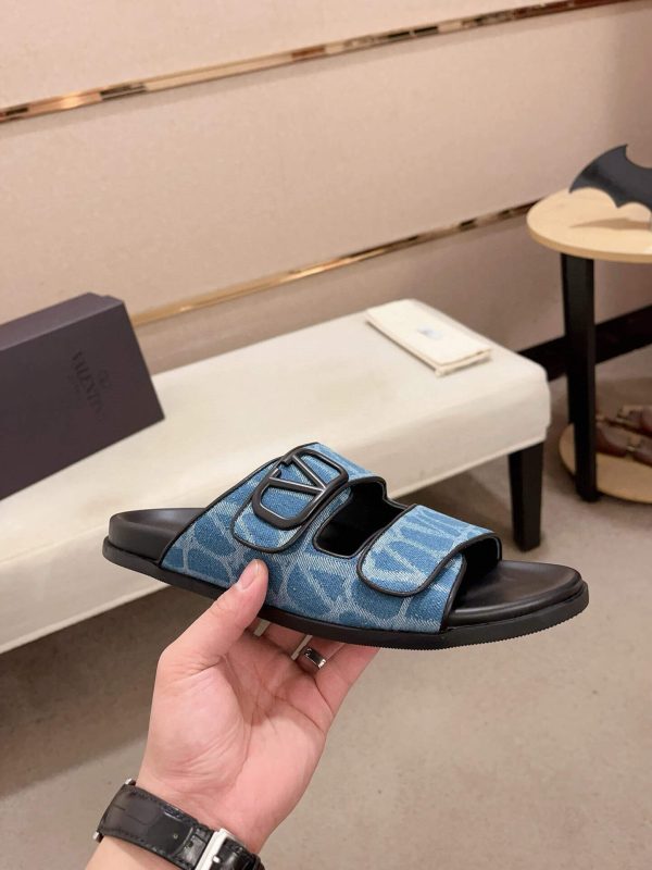 Valentino Garavani VLogo Blue Toile Iconographe Sandals