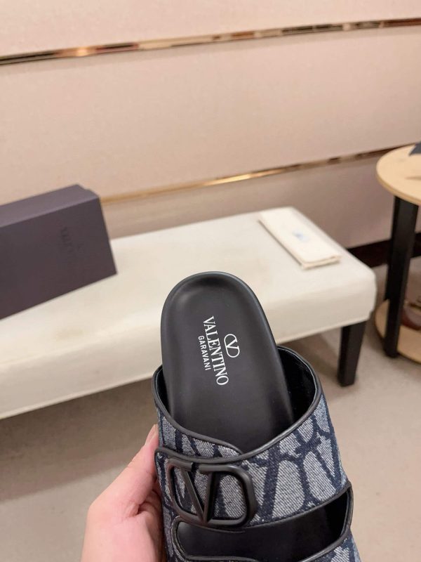 Valentino Garavani VLogo Blue Toile Iconographe Sandals