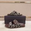 Valentino Garavani VLogo Beige and Black Toile Iconographe Sandals