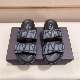 Valentino Garavani VLogo Blue Toile Iconographe Sandals