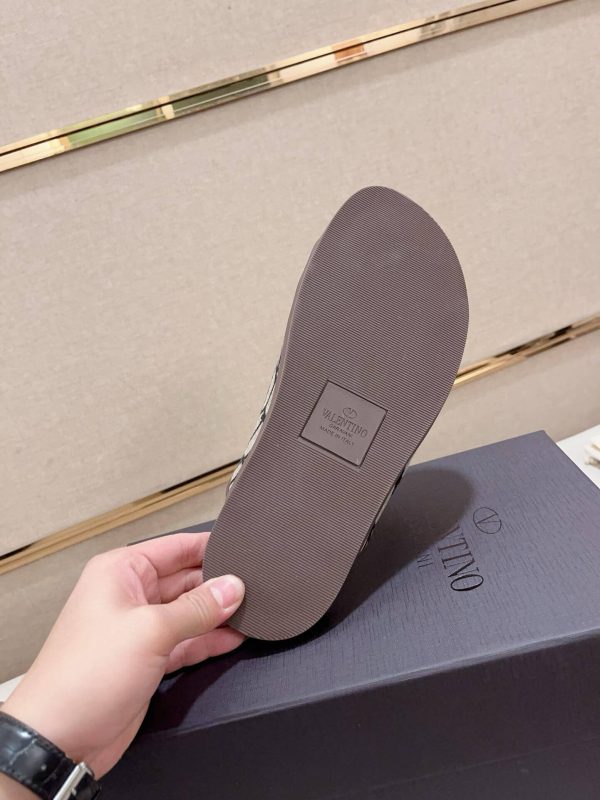 Valentino Garavani VLogo Beige and Black Toile Iconographe Sandals