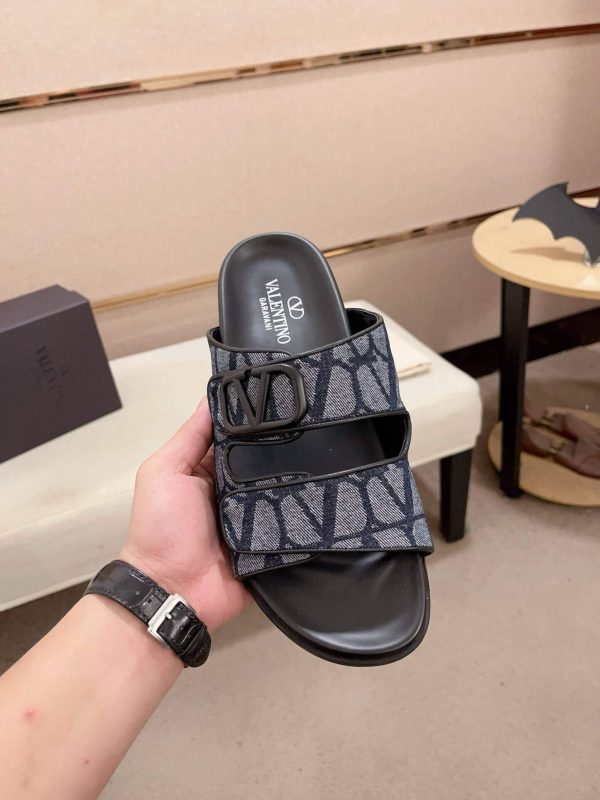 Valentino Garavani VLogo Blue Toile Iconographe Sandals