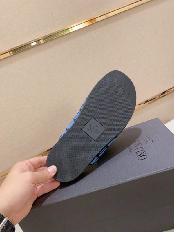 Valentino Garavani VLogo Blue and Black Toile Iconographe Sandals