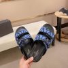 Valentino Garavani VLogo Blue and Black Toile Iconographe Sandals