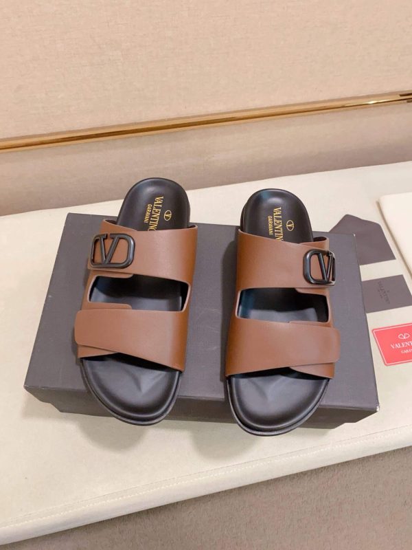 Valentino Garavani VLogo Sandals in Brown Leather
