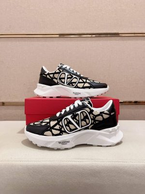 Valentino Garavani True Act Low-Top Trainer in Nappa Leather And Toile Iconographe Fabric