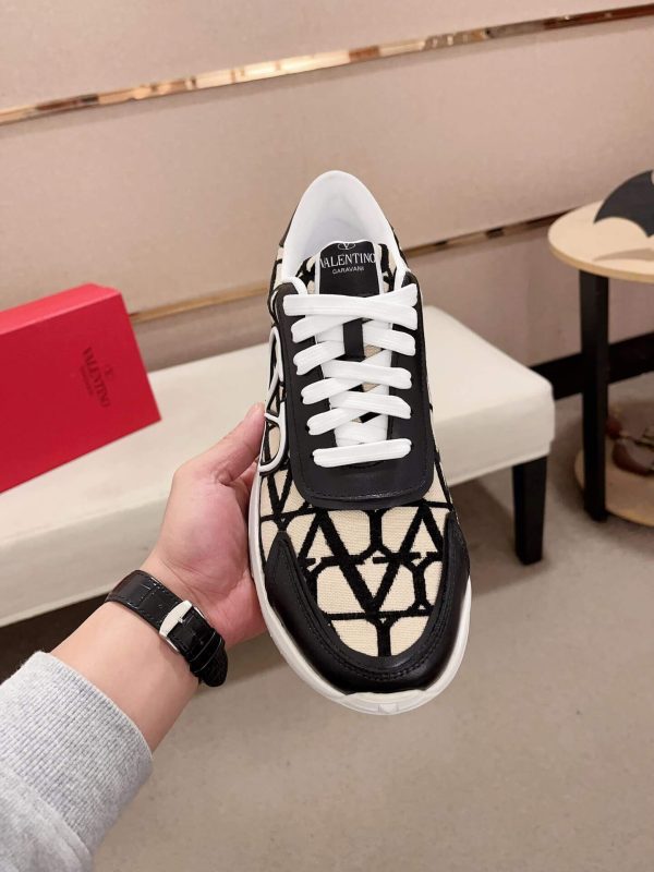 Valentino Garavani True Act Low-Top Trainer in Nappa Leather And Toile Iconographe Fabric