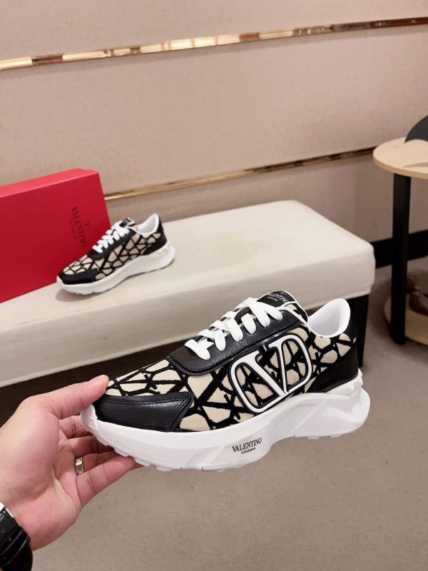 Valentino Garavani True Act Low-Top Trainer in Nappa Leather And Toile Iconographe Fabric