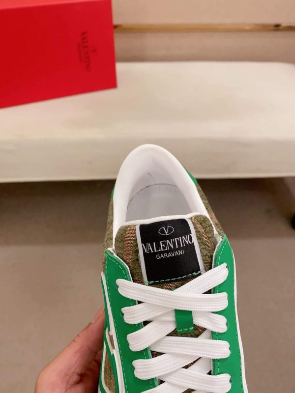 Valentino Garavani True Act Low-Top Trainer in Green Nappa Leather And Green Toile Iconographe Fabric