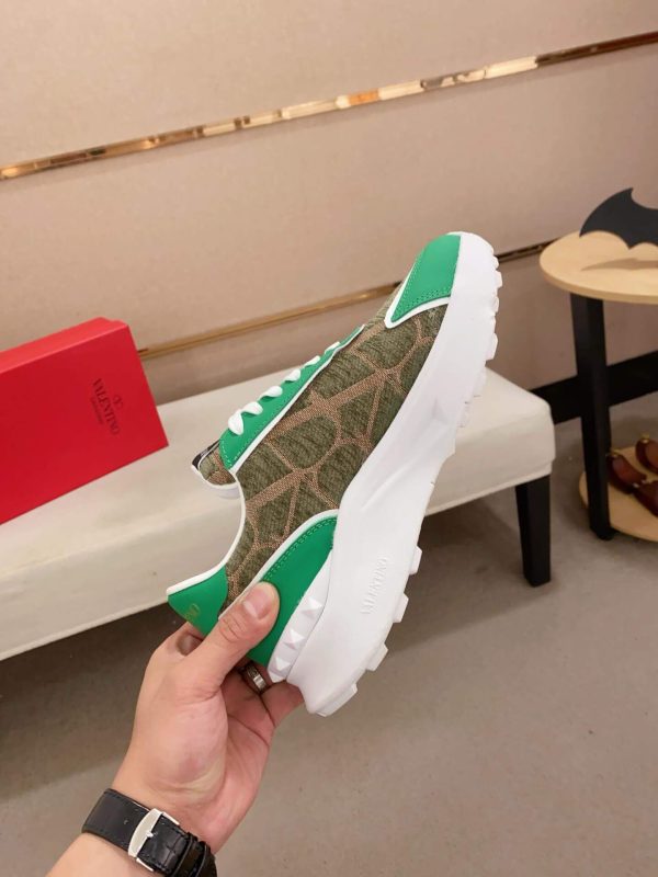 Valentino Garavani True Act Low-Top Trainer in Green Nappa Leather And Green Toile Iconographe Fabric