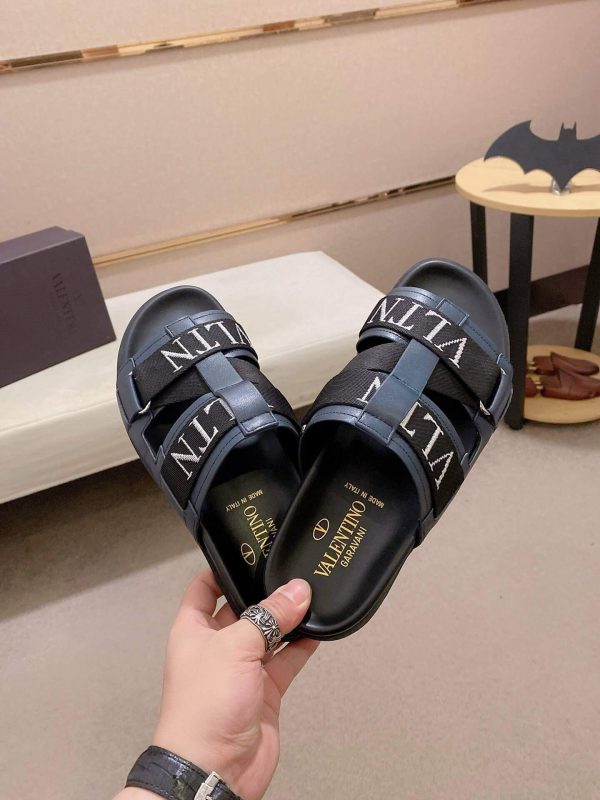 Valentino Garavani VLTN Leather Sandals in Blue