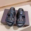 Valentino Garavani VLTN Leather Sandals in Blue