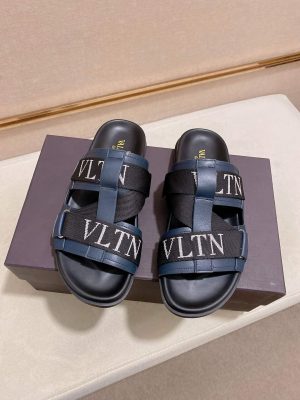 Valentino Garavani VLTN Leather Sandals in Blue