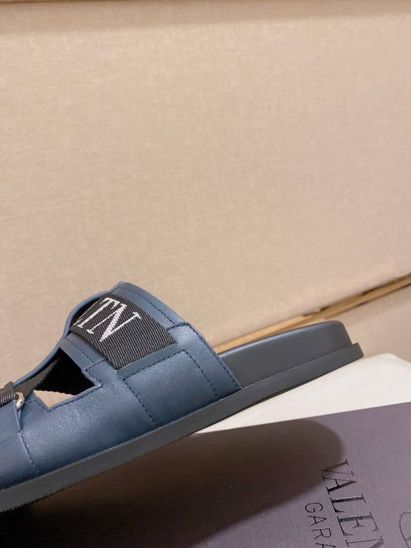 Valentino Garavani VLTN Leather Sandals in Blue