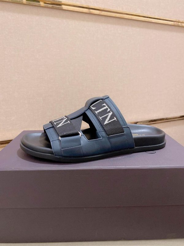 Valentino Garavani VLTN Leather Sandals in Blue