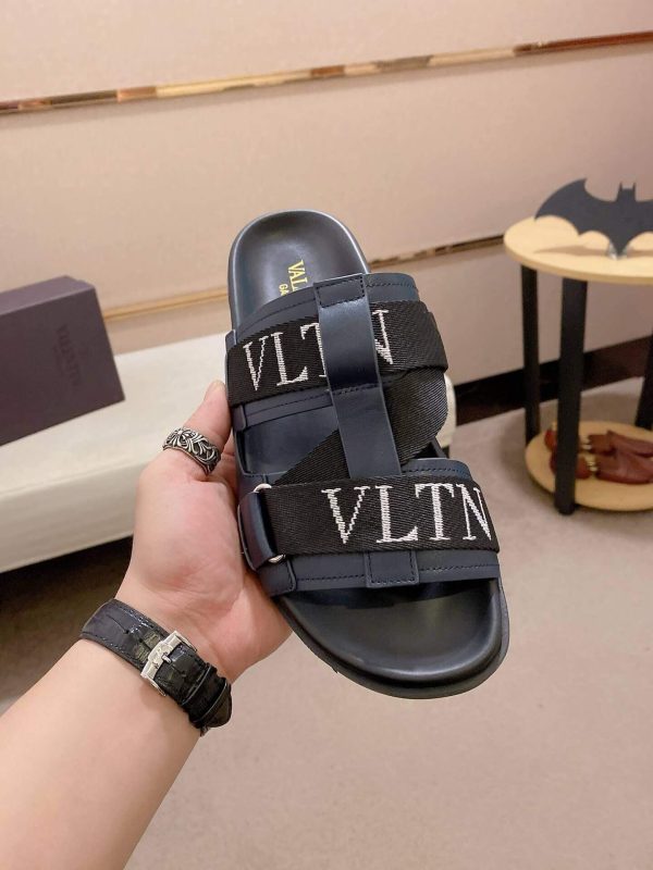 Valentino Garavani VLTN Leather Sandals in Blue