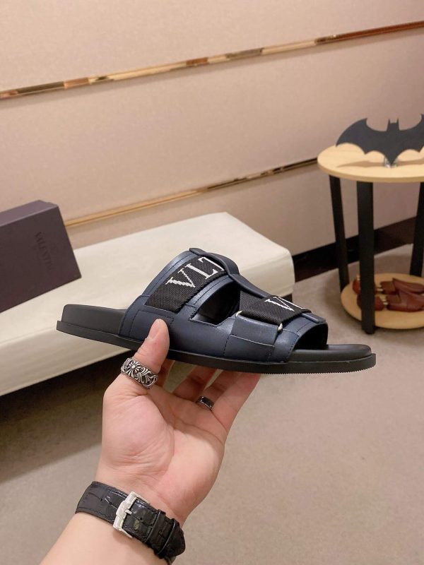 Valentino Garavani VLTN Leather Sandals in Blue