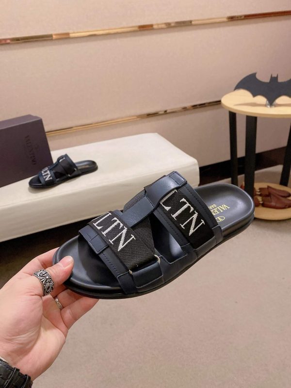 Valentino Garavani VLTN Leather Sandals in Blue