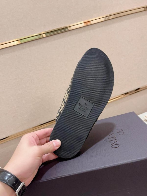 Valentino VLogo Beige and Black Toile Iconographe Sandals