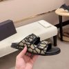 Valentino VLogo Beige and Black Toile Iconographe Sandals