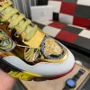 Versace White and Gold Trigreca Sneakers with Medusa Head and Baroque
