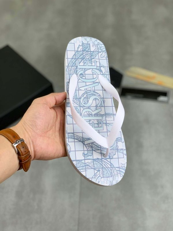 Versace White Rubber Flip-Flops
