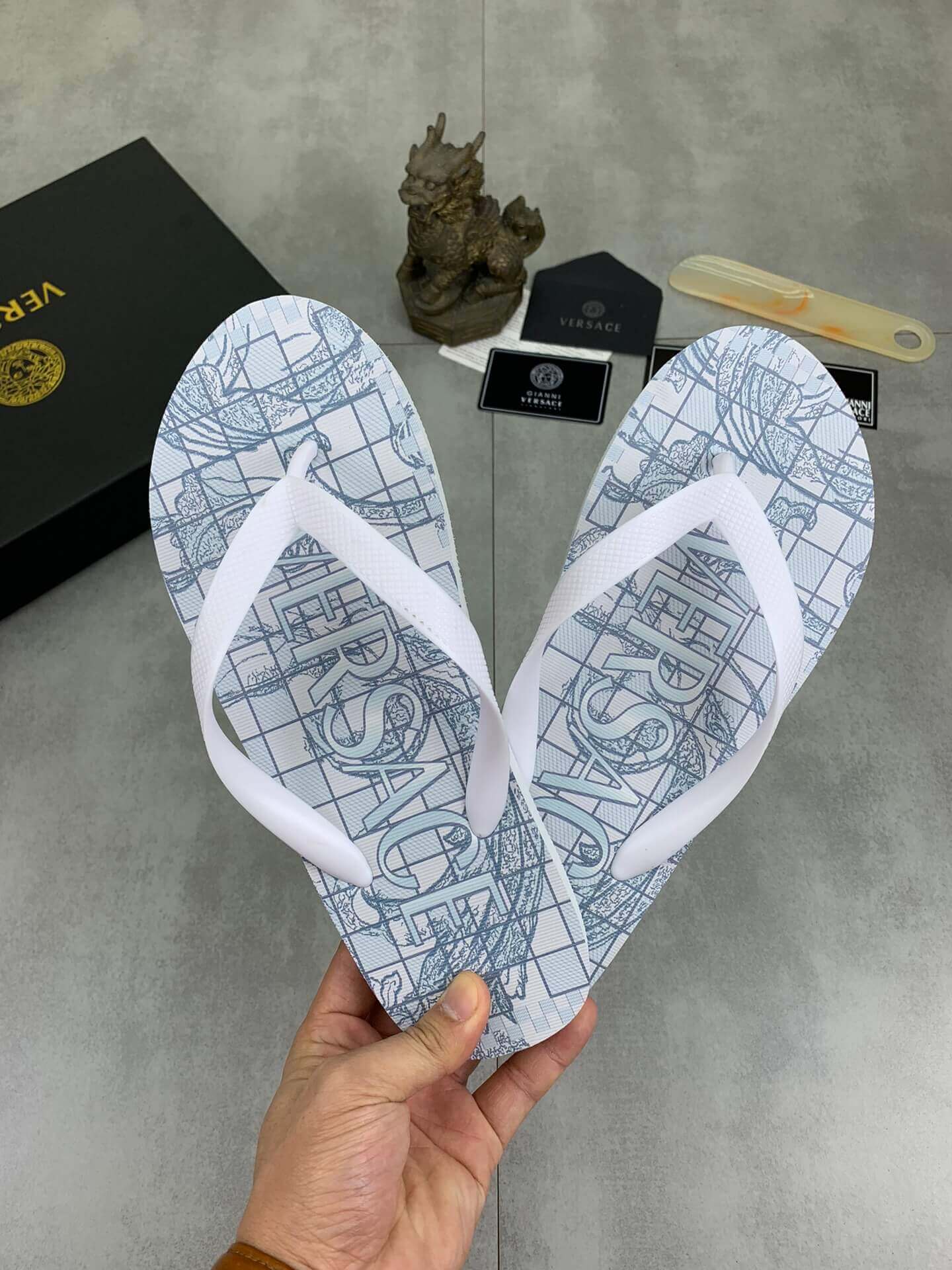 Versace White Rubber Flip-Flops 4 Versace White Rubber Flip-Flops - Image 4