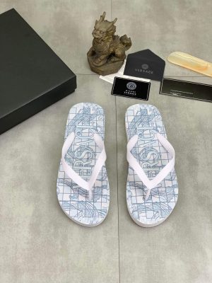 Versace White Rubber Flip-Flops