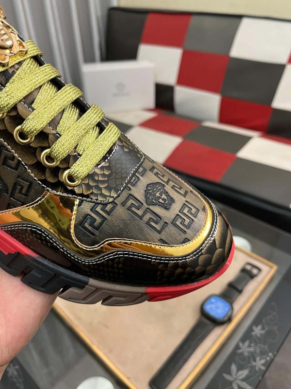 Versace Black and Gold Trigreca Sneakers with Medusa Head