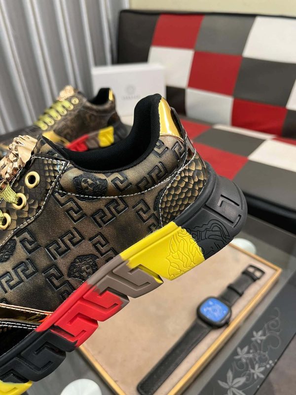 Versace Black and Gold Trigreca Sneakers with Medusa Head