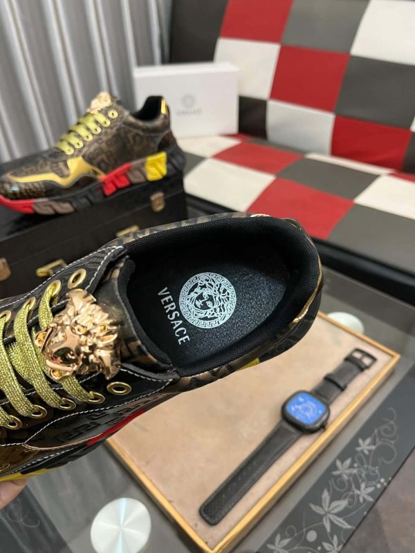 Versace Black and Gold Trigreca Sneakers with Medusa Head
