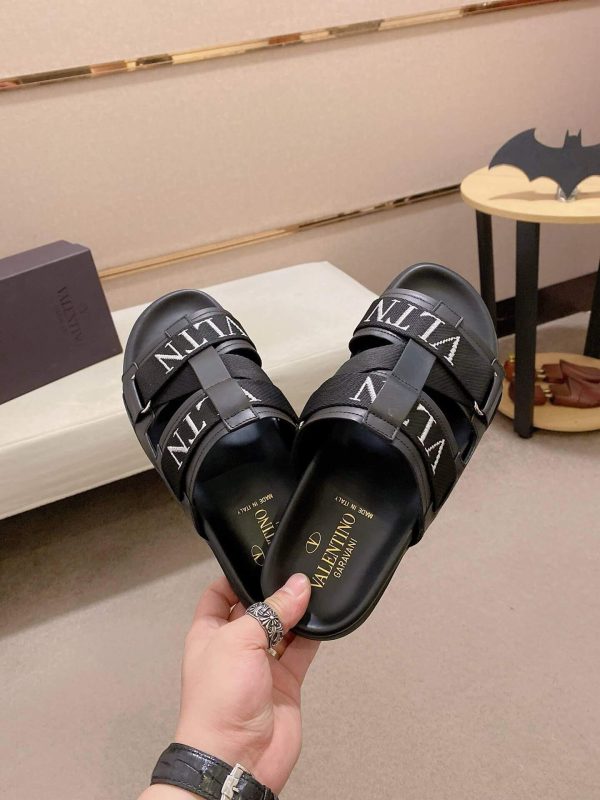 Valentino Garavani VLTN Leather Sandals in Black