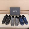 BOSS Mixed Materials Black Trainer with Knit Upper