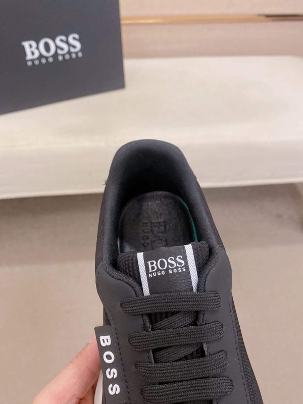 BOSS Mixed Materials Black Trainer with Knit Upper