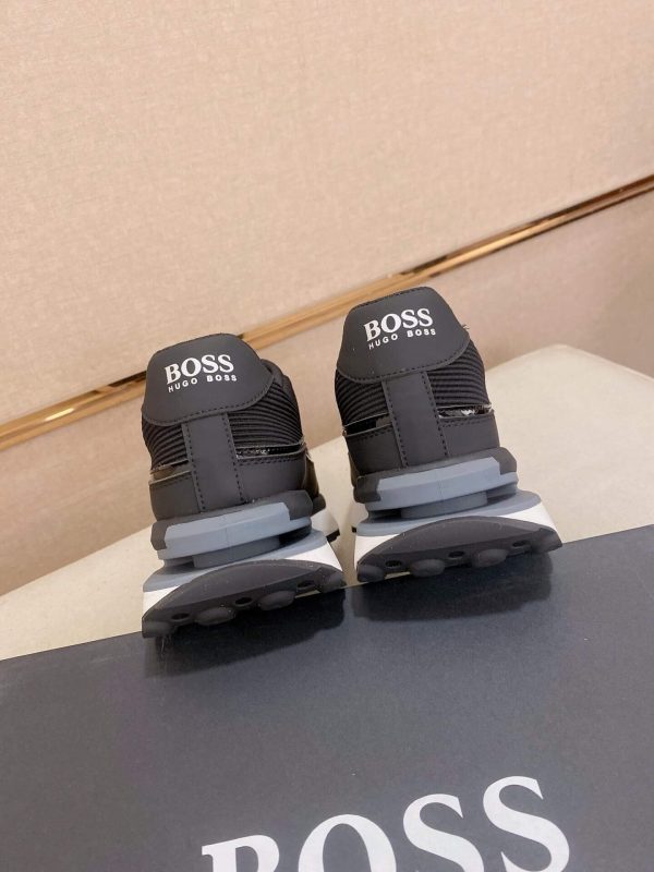 BOSS Mixed Materials Black Trainer with Knit Upper