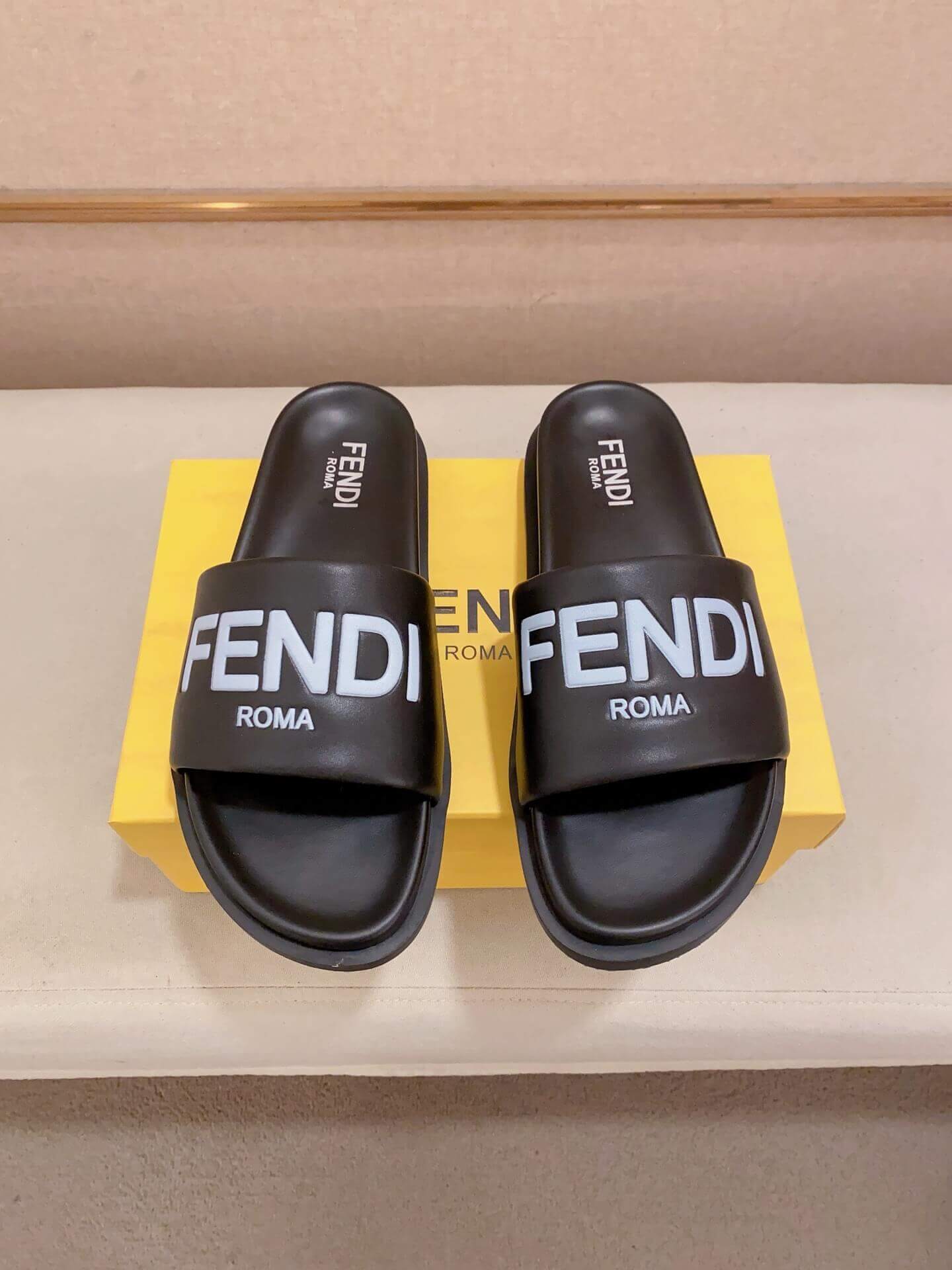 Fendi Roma Slides Black 1 Fendi Roma Slides Black