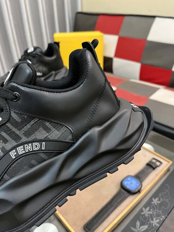 Fendi Chunky Sneaker in Grey FF Jacquard and Black Leather