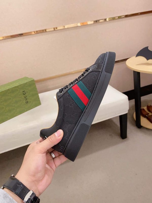 Gucci Ace Black GG Supreme Canvas Trainer with Web