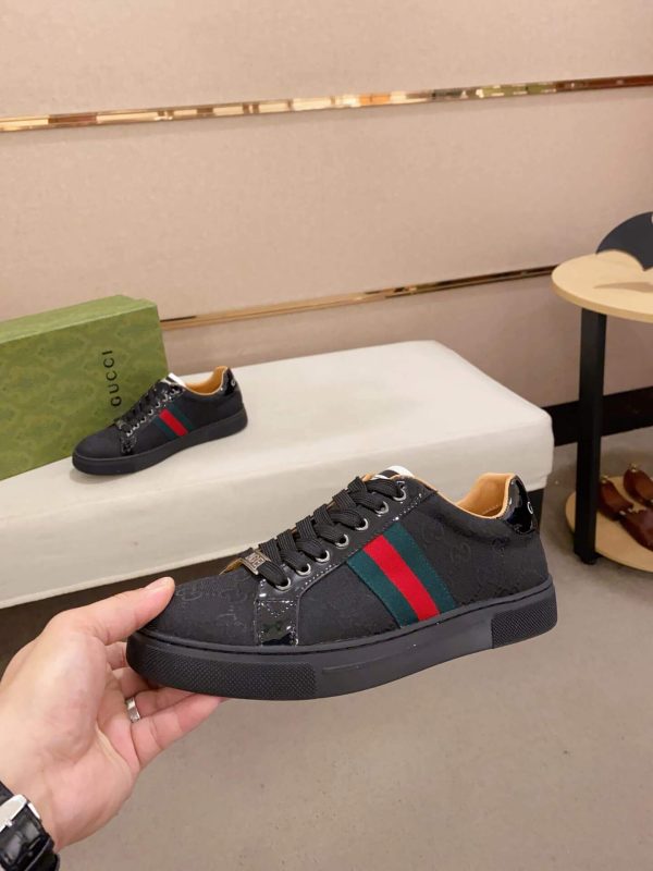 Gucci Ace Black GG Supreme Canvas Trainer with Web