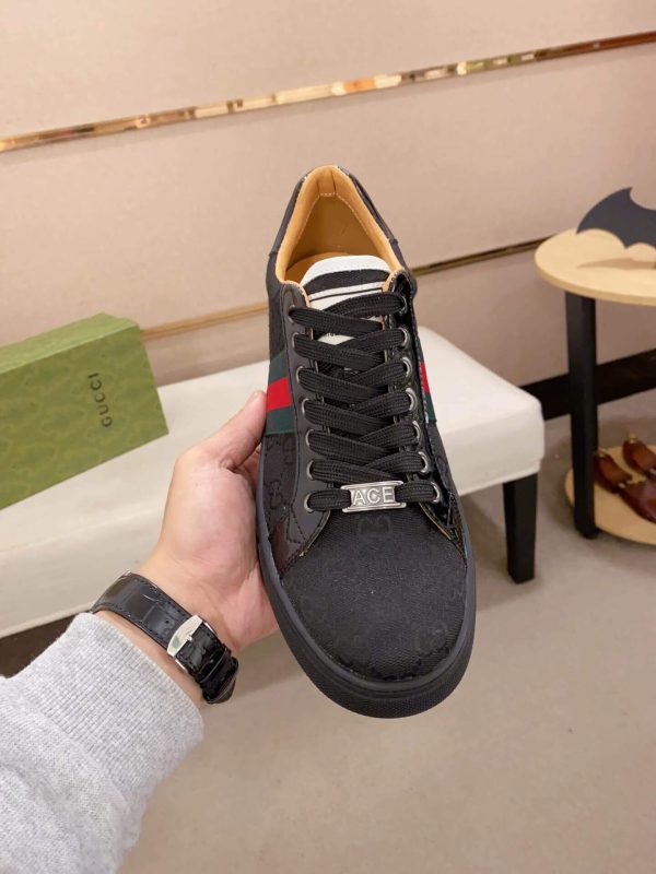 Gucci Ace Black GG Supreme Canvas Trainer with Web
