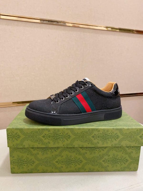 Gucci Ace Black GG Supreme Canvas Trainer with Web