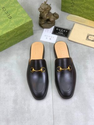 Gucci Black Leather Princetown Slipper
