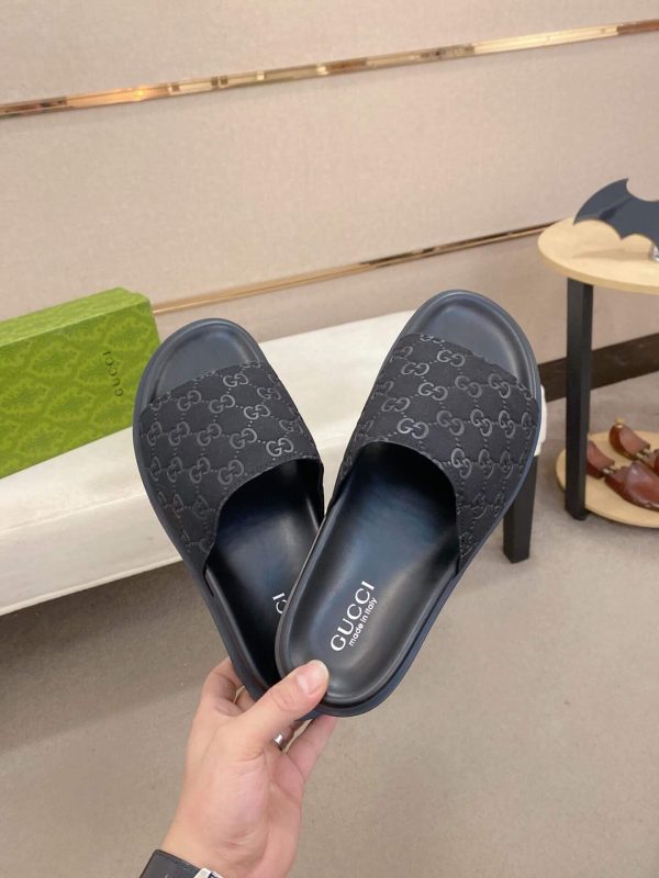 Gucci Black GG Suede Slide Sandal