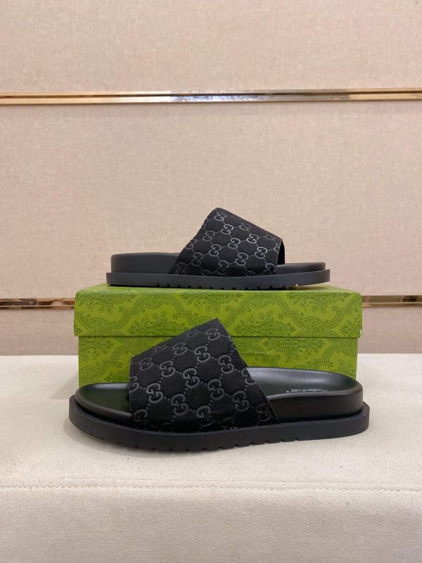Gucci Black GG Suede Slide Sandal