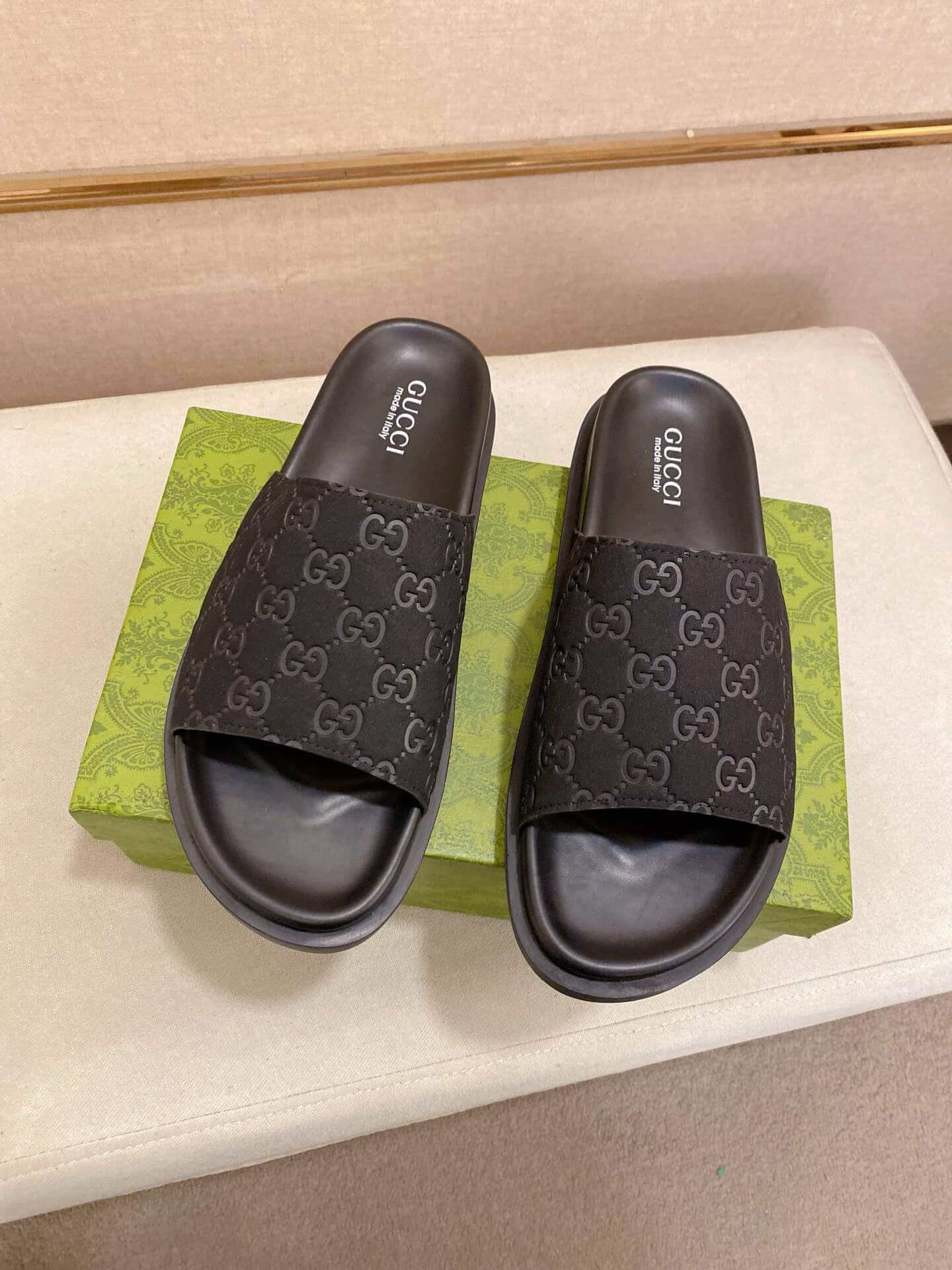 Gucci Black GG Suede Slide Sandal 6 Gucci Black GG Suede Slide Sandal - Image 6