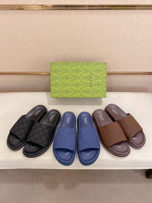 Gucci Black GG Suede Slide Sandal