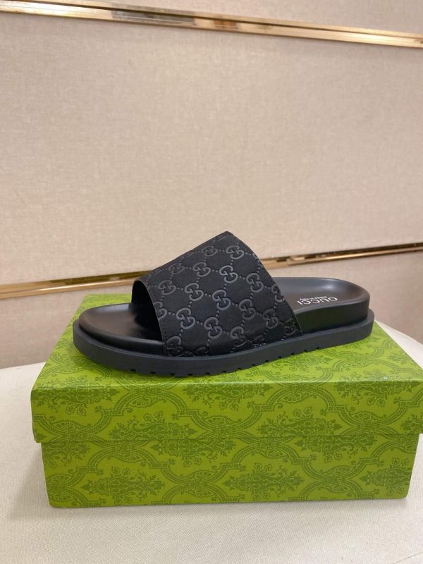 Gucci Black GG Suede Slide Sandal