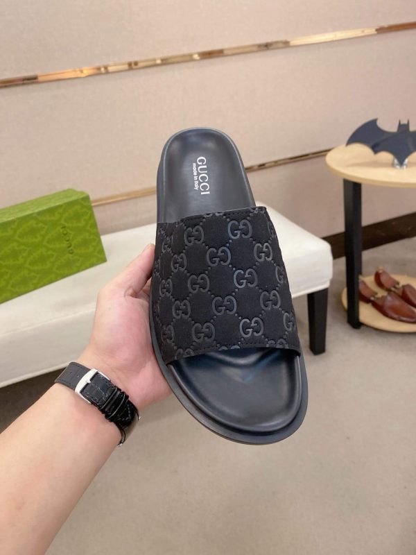 Gucci Black GG Suede Slide Sandal