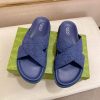 Gucci Blue GG Suede Criss-Crossing Strap Slide Sandal