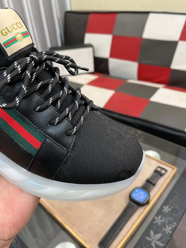 Gucci Black Jumbo GG Canvas Trainer with Web Stripe